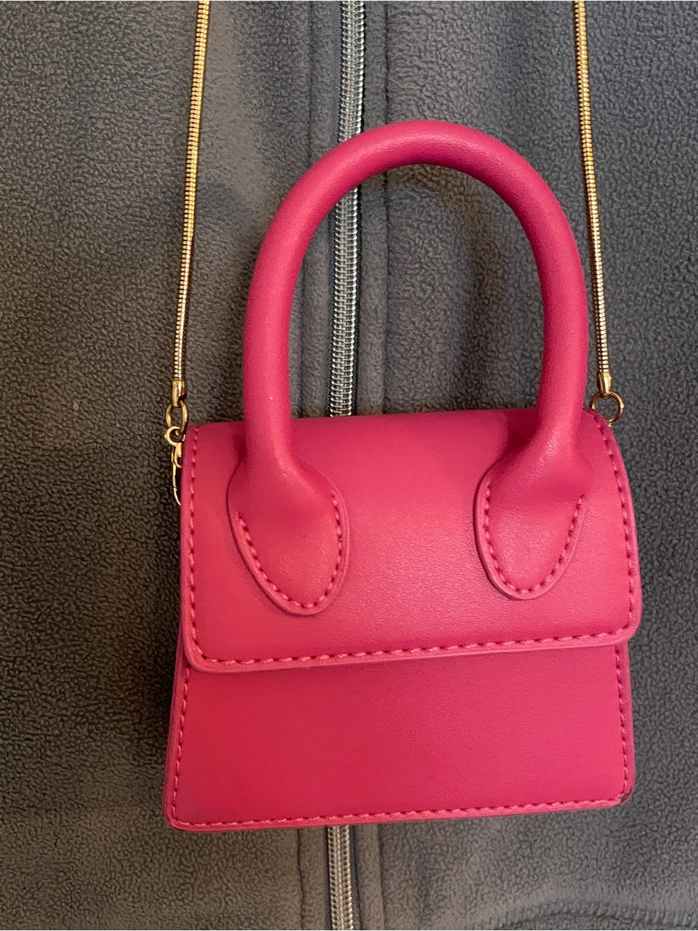 Trendy Pink Micro Mini Top Handle Flap Crossbody Bag